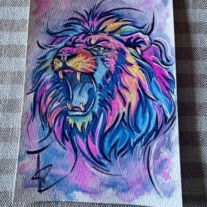 Vibrant Multicolor Lion watercolor